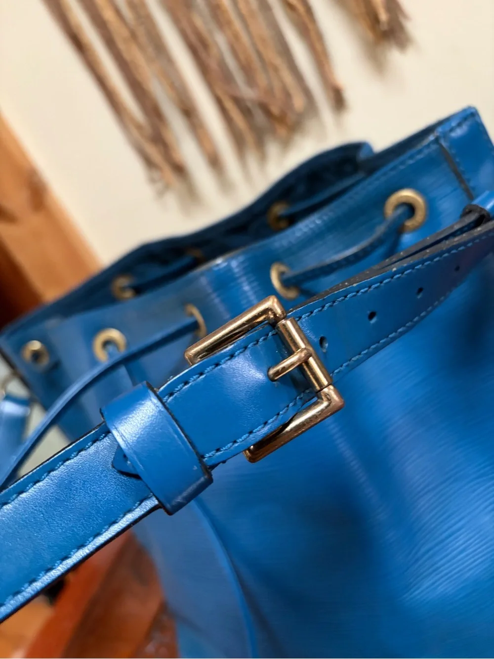 Louis Vuitton Blue Epi Petit Noe Drawstring Shoulder Bag